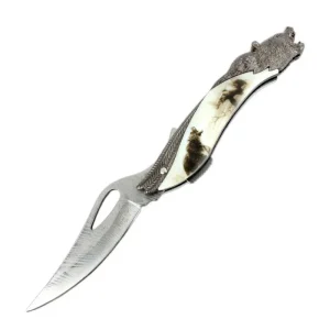 The Bone Edge - 8.5″ Bear Pattern Handle Folding Knife w/ Gift Box