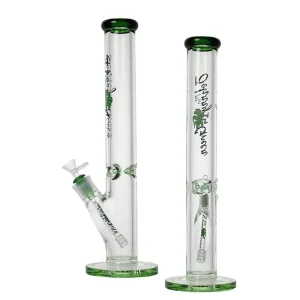 Johnny Green - 16″ 9mm Straight Tube w/ Grid Percolator Slide – Green