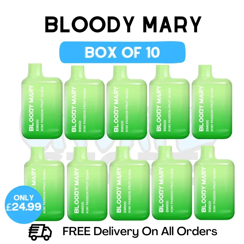 Bloody Mary 600 Puff Kiwi Passionfruit Guava Pack Of 10