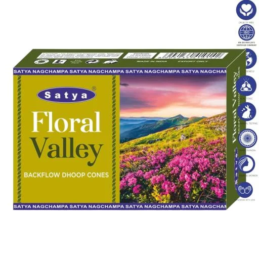 Satya Backflow Cones - Floral Valley Backflow Dhoop Incense 10 Cones