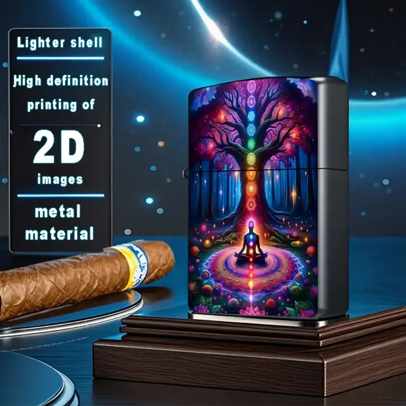 Vibrant Chakra Meditation Forest Art Aluminum Lighter Shell