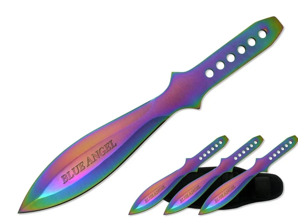 Blue Angel - 9" Iridescent Throwing Knives Set