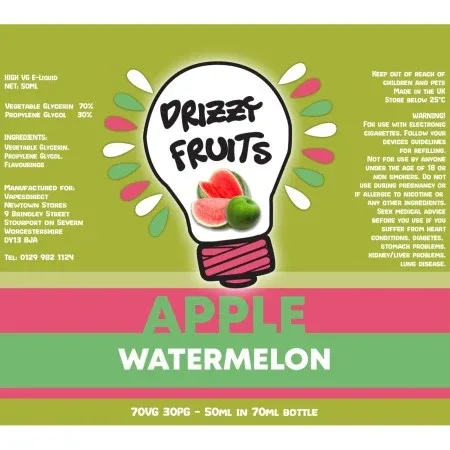 Drizzy Fruits 50ml Shortfill Apple Watermelon - Image 2