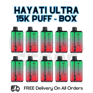 Watermelon Bubblegum Hayati Pro Ultra 15K Puffs Box Of 10 - £85.99