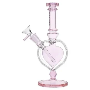 Pulsar - 9" Pink Heart Chalice Glass Water Pipe