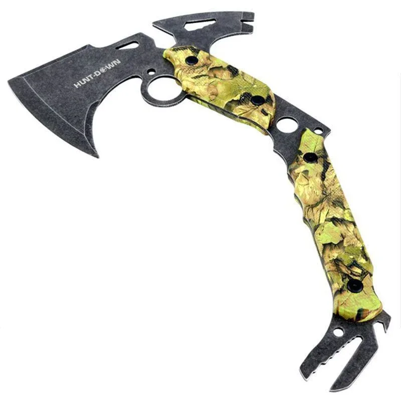Hunt-Down - 13″ Hunting Survival Axe w/ Green Camo Handle