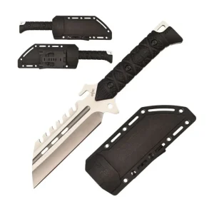 S-TEC - 10.5″ Silver Outrider Fixed Blade Knife w/ ABS Sheath