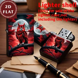 2D Flat Retro Fashion Red Owl & Moon Lighter Shell