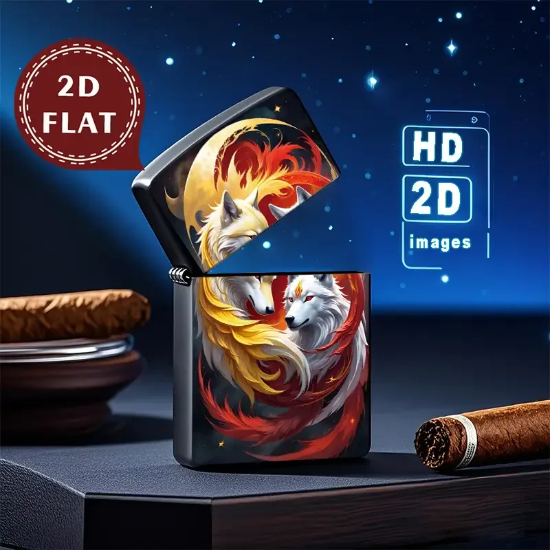 2D Flat Fantasy Wolves Yin-Yang Lighter Shell - Image 2