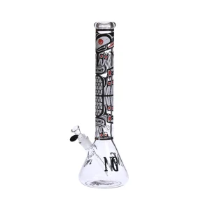Nice Glass - 18" 7mm Aboriginal Totem Beaker Bong