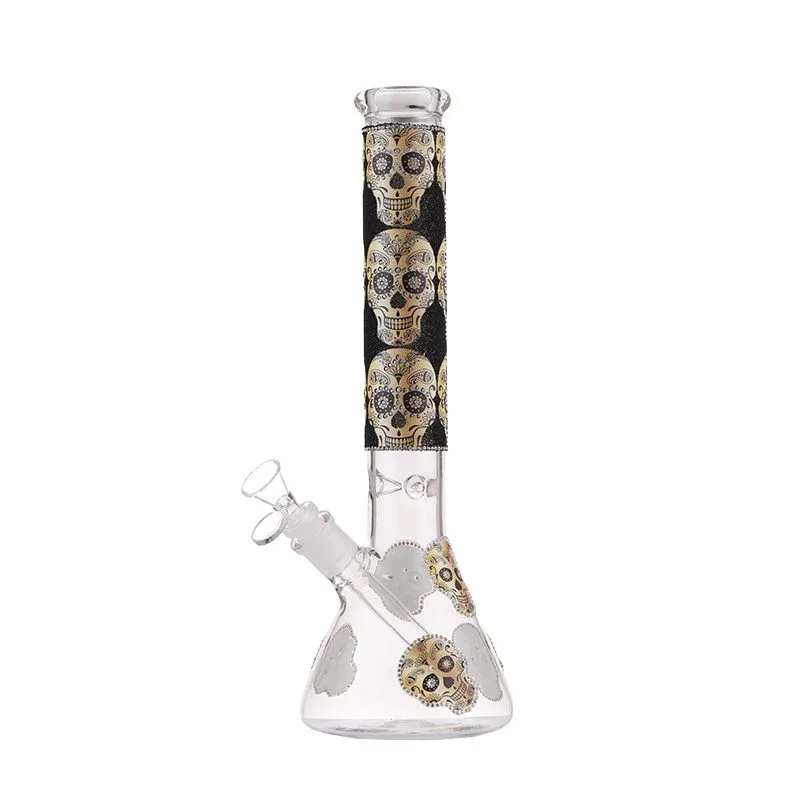 14″ 4mm Glass Beaker Bong - Skull