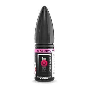 Riot Squad Black Edition 10ml Nic Salts - Deluxe Passionfruit and Rhubarb