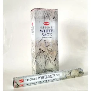 HEM Precious White Sage 9″ Incense Sticks – Hex Box (20g)