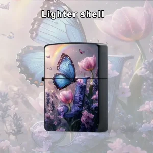 2D Creative Flower Butterfly Pattern Metal Lighter Shell