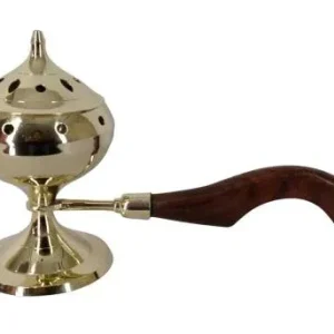 ZenN - Brass Charcoal Burner w/ Wooden Handle