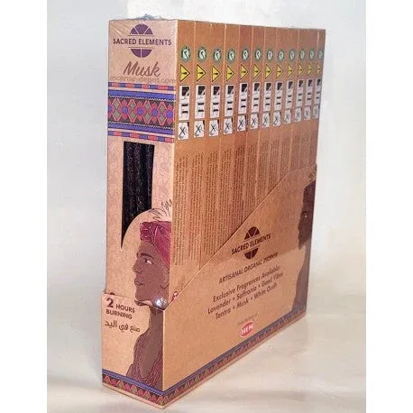 Sacred Elements Organic - Musk Premium Masala Hand‑Rolled Incense Sticks (15g, 2 hr burn, 8–10 sticks)
