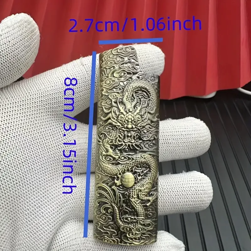 Dragon Pattern Embossed Zinc Alloy Lighter Case - Image 2