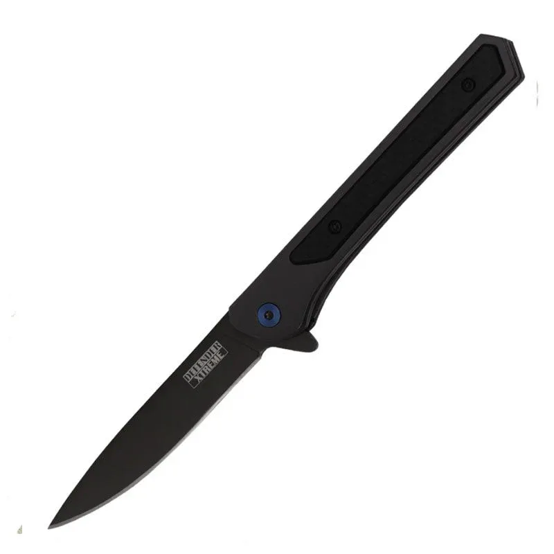 Defender-Xtreme - 8″ Black Titanium Coated Ball Baring Folding Knife