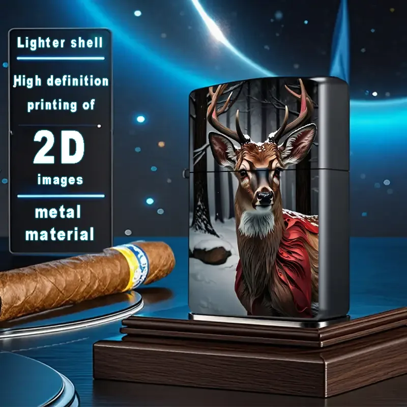 2D Retro Fashion Deer in Snowy Forest Lighter Shell