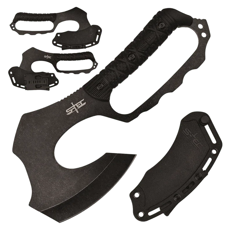 S-TEC - 10.5″ Black Warpath Fixed Blade Axe w/ ABS Sheath
