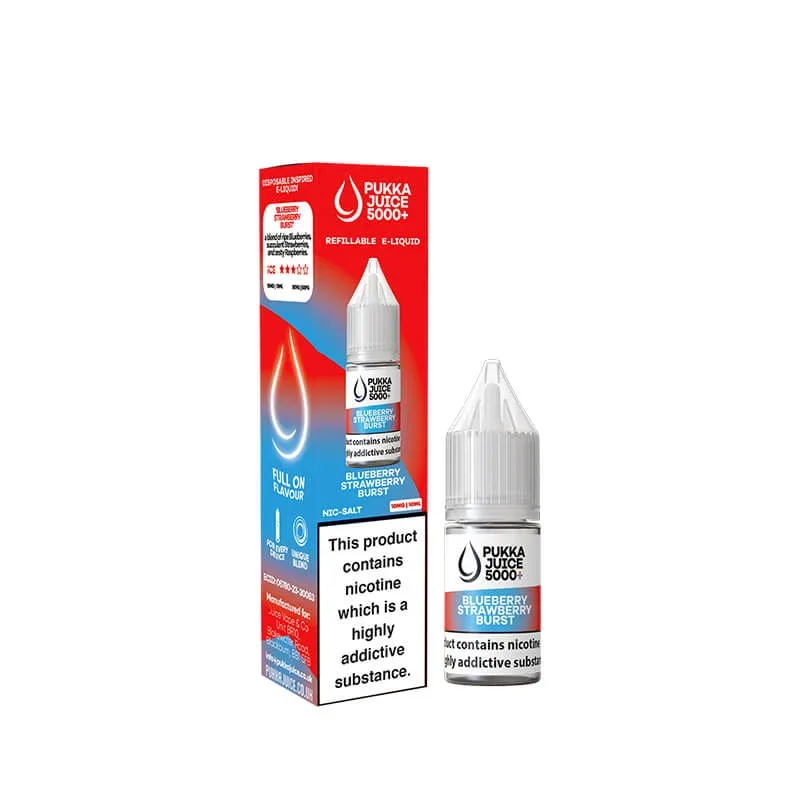 Pukka Juice 5000+ Blueberry Strawberry Burst 10ml Nic Salt E-Liquid