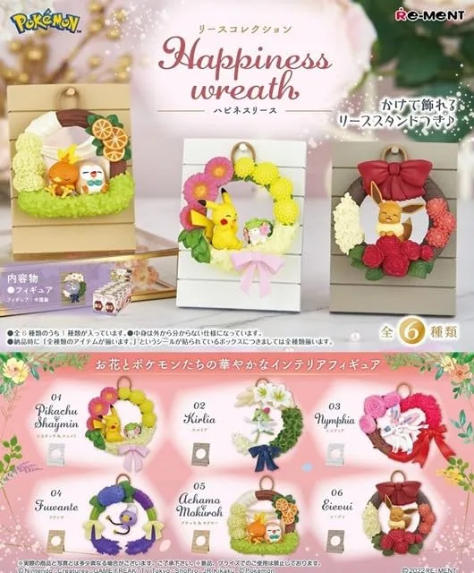 Re-Ment Pokemon Wreath Collection Set: Happiness Wreaths 6 Types 6 Pieces - Image 2