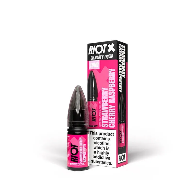 Riot X Nic Salts Strawberry Cherry Raspberry 10ml E-Liquid - Image 2