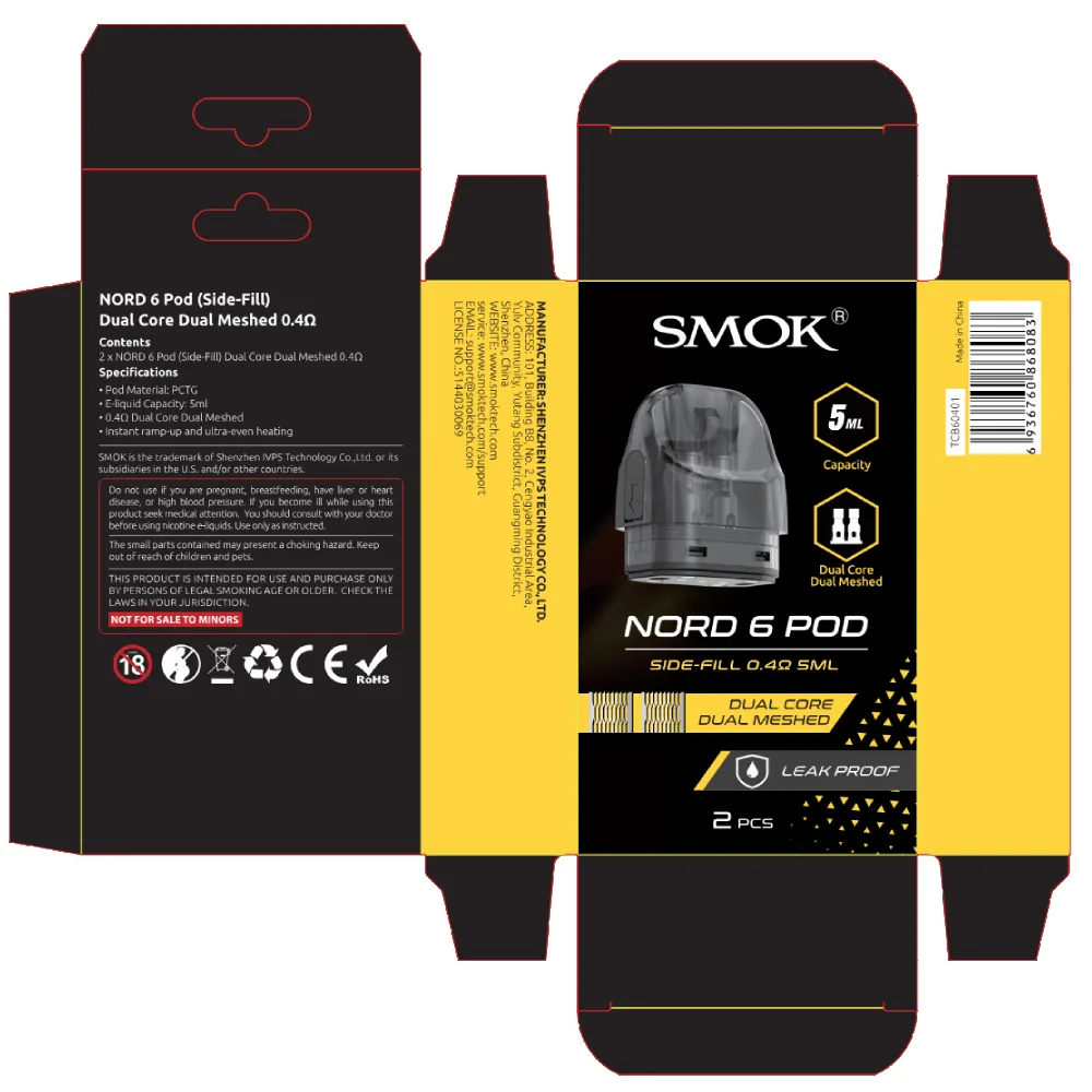 SMOK Nord 6 Side-Fill Replacement Pods (2-Pack)
