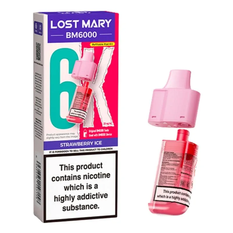 Strawberry Ice BM6000 Prefilled Pods by Lost Mary (2ml + 10ml)