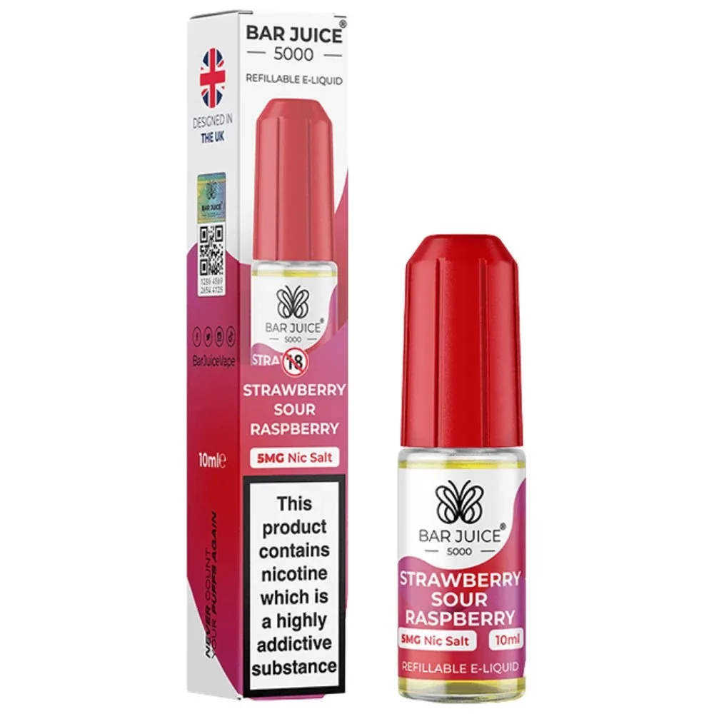 Strawberry Sour Raspberry Nic Salt E-Liquid by Bar Juice 5000 (10ml)