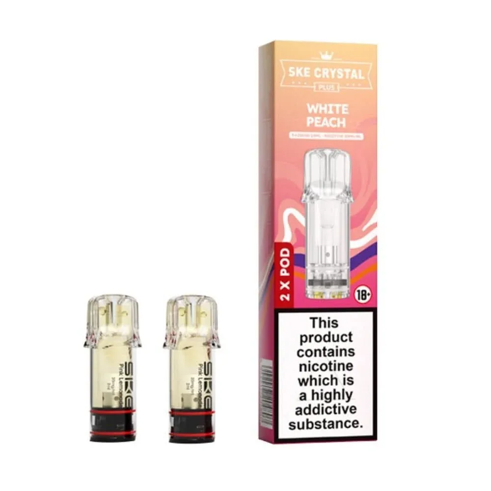 White Peach Prefilled Pods by SKE Crystal Plus (2 x 2ml)