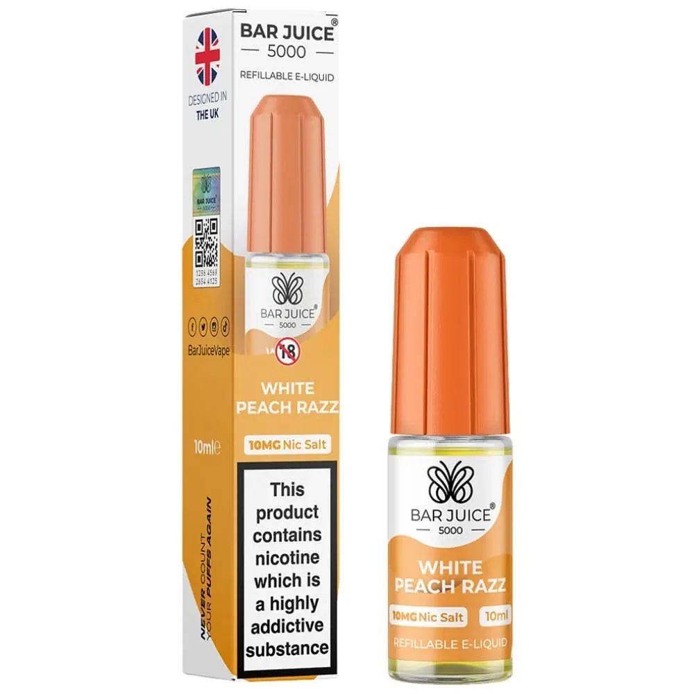White Peach Razz Nic Salt E-Liquid by Bar Juice 5000 (10ml)
