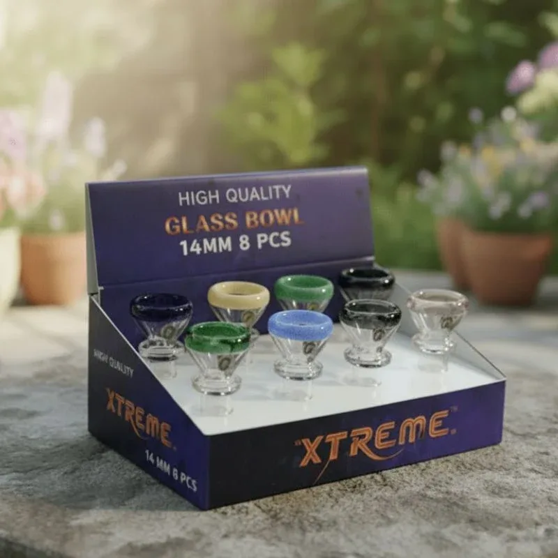 Xtreme - 14mm Flower Style Coloured Rim Glass Bowl